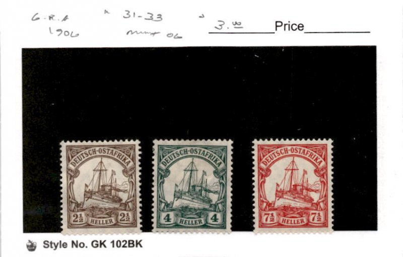 German East Africa, Postage Stamp, #31-33 Mint Hinged, 1905 Yacht (AH)