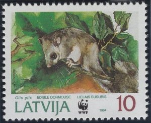 Latvia 1994 MNH Sc 382 10s Dormouse among leaves WWF