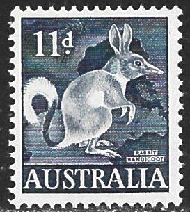 AUSTRALIA 1959-64 11d RABBIT BANDCOOT Issue Sc 323 MH