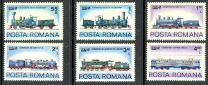 ROMANIA 1979 TRANSPORT EXPO TRAINS Set Sc 2933-2938 MNH