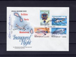 Montserrat 1983 Manned Flight set of 4 ovpt Inaugural Flight FDC signed by Pilot