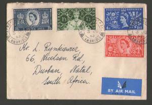 GB 1953 QEII FDC to South Africa