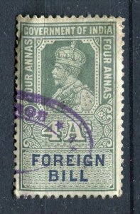 INDIA; Early 1900s GV Portrait type Revenue issues fine used 4a. value