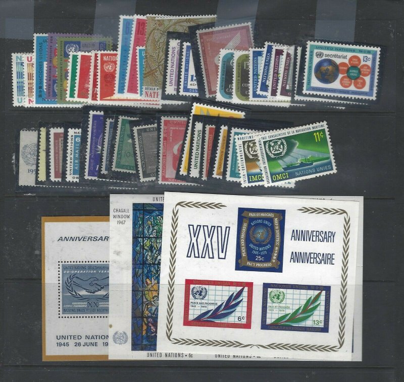 UNITED NATIONS NY (P0708B)  COLLECTION OF 147  DIFF MNH STAMPS+3 SS CHEAP START