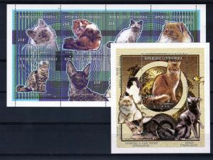 Central African 1997 Cats Shlt(8)+1SS Perf.Mi.1954/61+B.603A