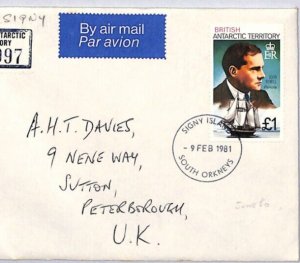 BRITISH ANTARCTIC TERRITORY Cover *SIGNY ISLAND* Reg'd £1 High Value 1981 ZT77