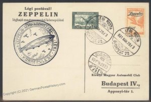 Hungary 1931 Graf Zeppelin 1p Flown Si102Aa Cover Budapest 103392