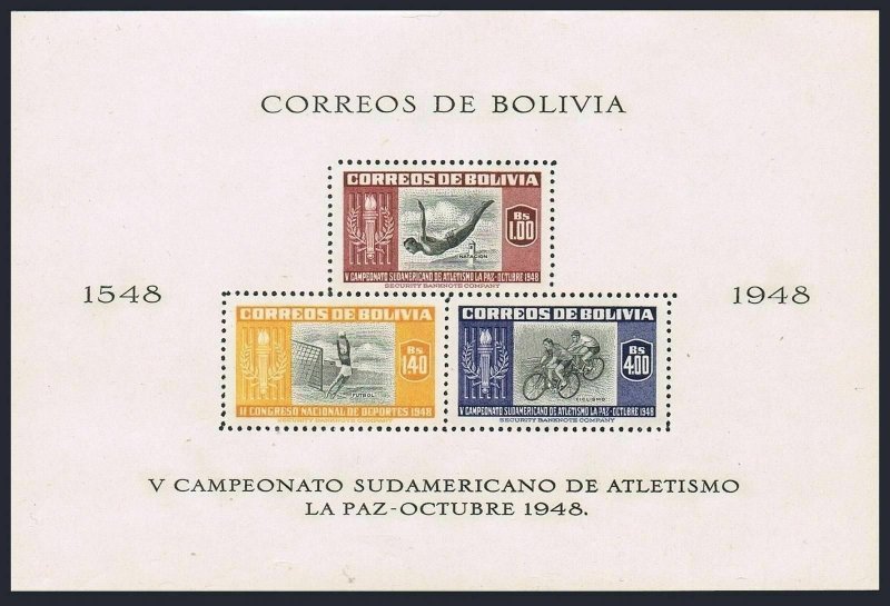 Bolivia 357a-358a,C155a-C156a,MNH. Athletic Championship matches, La Paz-1948. 