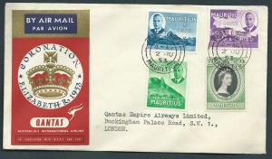 GB 1953 Coronation Flight Cover Mauritius to London -  ai...