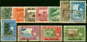 Kedah 1957 Set of 11 SG92-102 Fine Used