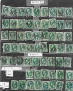 158 Used, 3c. Washington, 59 stamps, scv: $59,  FREE INSURED SHIPPING,108