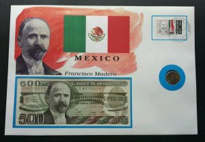 Mexico 1985 Flag FDC (banknote coin cover) 3 in 1 *rare *c scan