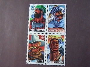 U.S.# 3083-3086(3086a)-MINT NEVER/HINGED-BLOCK OF 4---FOLK HEROES---1996