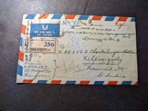 1958 Registered Burma Airmail Cover Taunggyi to Rammad South India