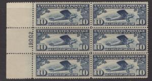 US  C10 MNH PLATE BLOCK, SPIRIT OF ST. LOUIS, PERF SEPS