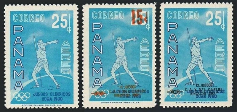 Panama C236,C268,C270,MNH.Mi 576,628.630. Olympics Rome-1960.Javelin thrower.