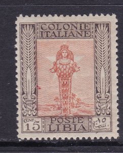 Libya Scott 24d 1921 15c Diana Wmk Crown perf 14x13.5, F/VF MH. Scott $160