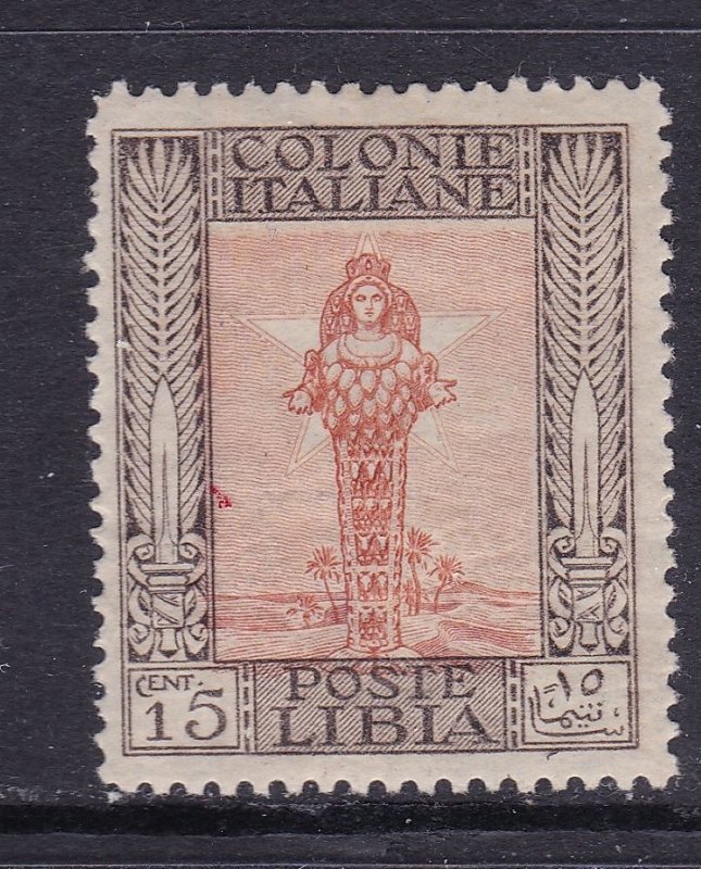 Libya Scott 24d 1921 15c Diana Wmk Crown perf 14x13.5, F/VF MH. Scott $160