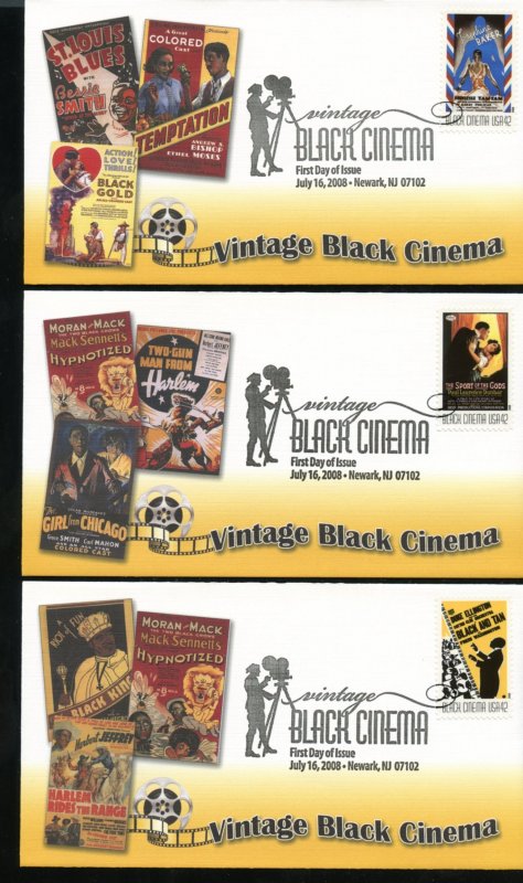 US 4336-4340 Vintage Black Cinema, UA set 5 DP Fleetwood cachet FDC