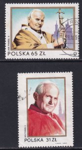 Poland 1983 Sc 2574-5 Pope John Paul II 2nd Visit Stamp Used