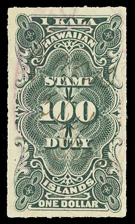 Hawaii Scott R3 1877 $1.00 Revenue Issue Used VF Cat $13