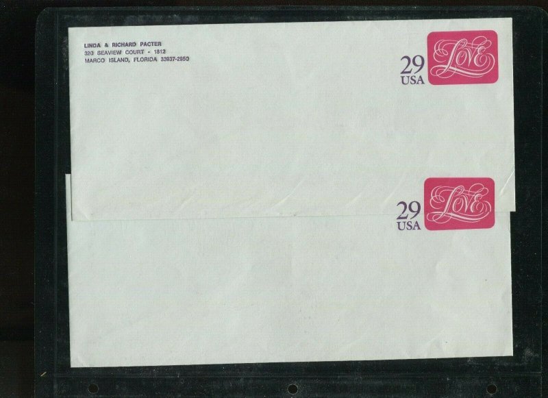 U621 Var Love UNLISTED PRINTING ERROR Postal Stationary Entires (917 b)