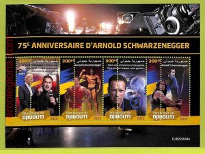 B0265 - DJIBOUTI - ERROR MISPERF Stamp Sheet-2022-Arnold Schwarzenegger, Actors-