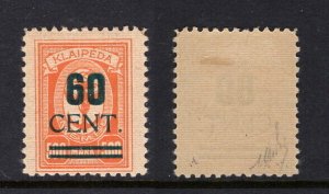 Memel Territory Mi 237II 60c on 500m Orange F VF Unused (MH) -  signed