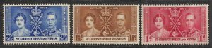 St Christopher & Nevis SC#76-78 Coronation of King George VI (1937) MH