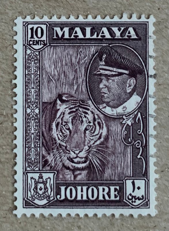 Johore 1960 10c Tiger, used. Scott 163, CV $0.25. Cats