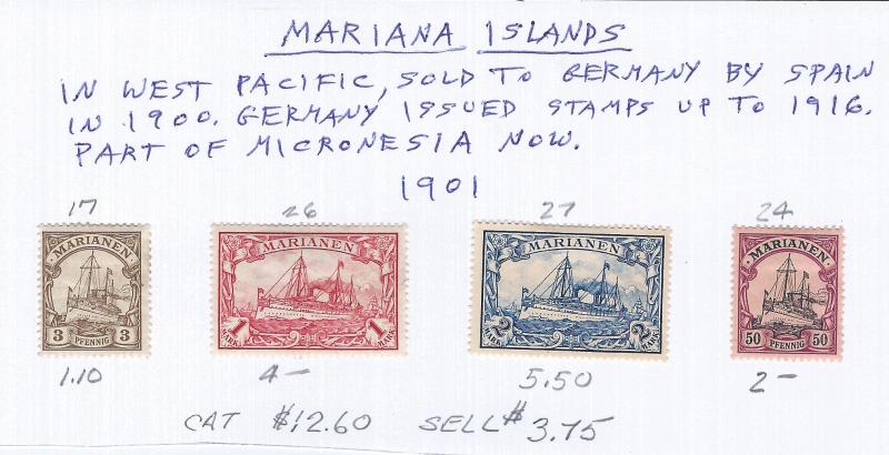 MARIANA ISLANDS EARLY ISSUES SCV $12.50 AT A 20% OF CAT VALUE