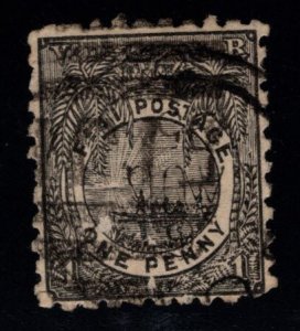 Fiji Scott 54d Used   1893 Fijian canoe stamp perf 10