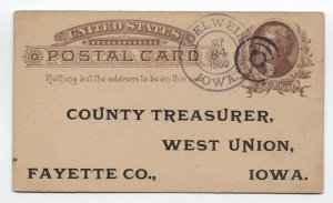 1886 Oelwein IA double circle postmark on postal card [6525.375]