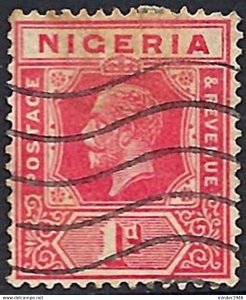 NIGERIA 1925 KGV 1d Rose-Carmine Die II SG16b Used