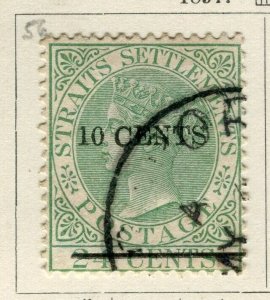 STRAITS SETTLEMENTS; 1890s classic QV surcharged issue used 10 CENTS value