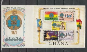 Ghana, Scott cat. 425a. Girl Guides s/sheet on a First day cover. ^