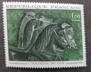 *FREE SHIP France Horse Painting 1966 Art Bronze Vase Craft (stamp) MNH