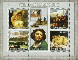 Paintings of Courbet Stamp The Woman in the Waves Sleep S/S MNH #2816-2819 