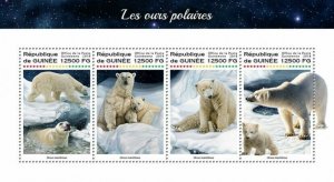 Guinea Wild Animals Stamps 2018 MNH Polar Bears Bear Mammals Fauna 4v M/S
