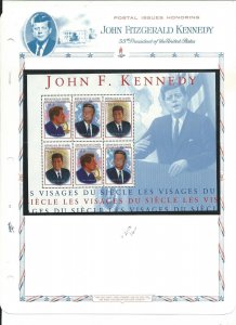 Guinea Collection, John F Kennedy, 2 White Ace Pages Mint NH Sheets, 2113-4