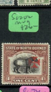 NORTH BORNEO (P1905BB) RED CROSS CARMINE 1C TAPIR  SG 202   MOG 