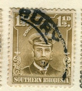 SOUTH RHODESIA; 1924 early Admiral type fine used 1.5d. value