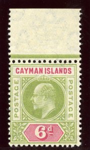 Cayman Islands 1907 KEVII 6d olive & rose superb MNH. SG 14. Sc 14.