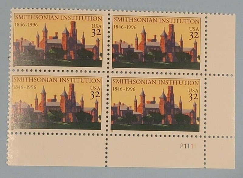 SCOTT #3059 32c PLATE BLOCK OF 4 - 1996 SMITHSONIAN INSTITUTION MNH FREE SHIP