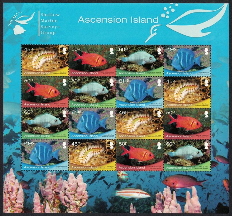 Ascension Fish Marine Life Sheetlet of 4 sets SG#1099-1102