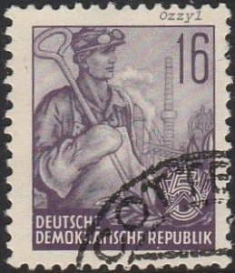 Germany DDR #162 1953 16pf  Steel Worker USED-VF-NH.