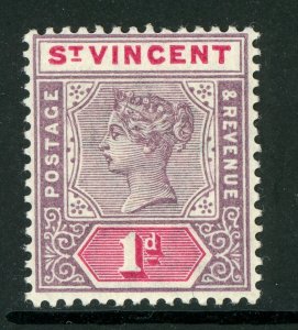 British Colonies 1899 St. Vincent QV 1p Mauve & Carmine CCA SG #68 Mint G794