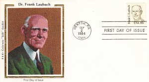 USA 1984 FDC Sc 1864 30c Dr. Frank Laubach R & R Colorano Silk Cachet