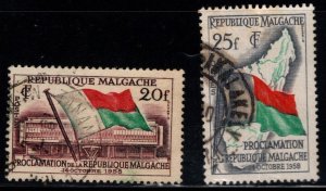 Madagascar Scott 303-304 Used 1959 Flag stamp set