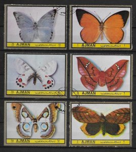 Ajman  1972  Butterflies  -  Light series  set of 6  CTO